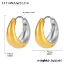 Europe and the United States small circle earrings small plain circle ear buckle stainless steel plated 18K gold high polished gold matching color earrings simple fashion - Gold+Silver