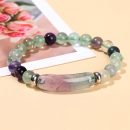 Link Pheromone Bracelet for Women, 8mm Healing Crystal Beads Stretch Bracelet Handmade Good Luck Energy Natural Chakra Stone Beaded Bangle Jewelry - 11-Natural color fluorite bridge