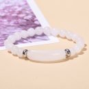 Link Pheromone Bracelet for Women, 8mm Healing Crystal Beads Stretch Bracelet Handmade Good Luck Energy Natural Chakra Stone Beaded Bangle Jewelry - 15-Natural white jade