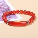 Link Pheromone Bracelet for Women, 8mm Healing Crystal Beads Stretch Bracelet Handmade Good Luck Energy Natural Chakra Stone Beaded Bangle Jewelry - 7-Natural red striped agate