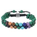 Bohemian Style 6mm Multicolor Natural Stone Double-Layer Bracelet for Women | Crystal Agate Tree of Life Beads | Handwoven Jewelry - Malachite