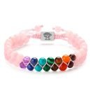 Bohemian Style 6mm Multicolor Natural Stone Double-Layer Bracelet for Women | Crystal Agate Tree of Life Beads | Handwoven Jewelry - Powder crystal