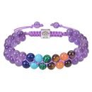 Bohemian Style 6mm Multicolor Natural Stone Double-Layer Bracelet for Women | Crystal Agate Tree of Life Beads | Handwoven Jewelry - Amethyst