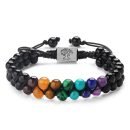 Bohemian Style 6mm Multicolor Natural Stone Double-Layer Bracelet for Women | Crystal Agate Tree of Life Beads | Handwoven Jewelry - obsidian