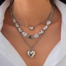 Baroque Pearl Necklace Set for Women - Asymmetric Freshwater Pearl Choker with Heart Tassel Pendant, Vintage Luxury Jewelry Gift Box - White k necklace 5789