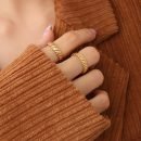 "French cool light luxury geometric ring ring" titanium steel plated 18K real gold vintage to make old minimalist open hand ornaments - 18K gold