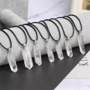 Natural  Raw Stone Pendant Necklace for Women Men Raw Amethyst Pendant Crystals Necklaces Reiki Meditation Therapy, purple，Citrine，Amethyst，Rose Quartz - 4-Clear Quartz